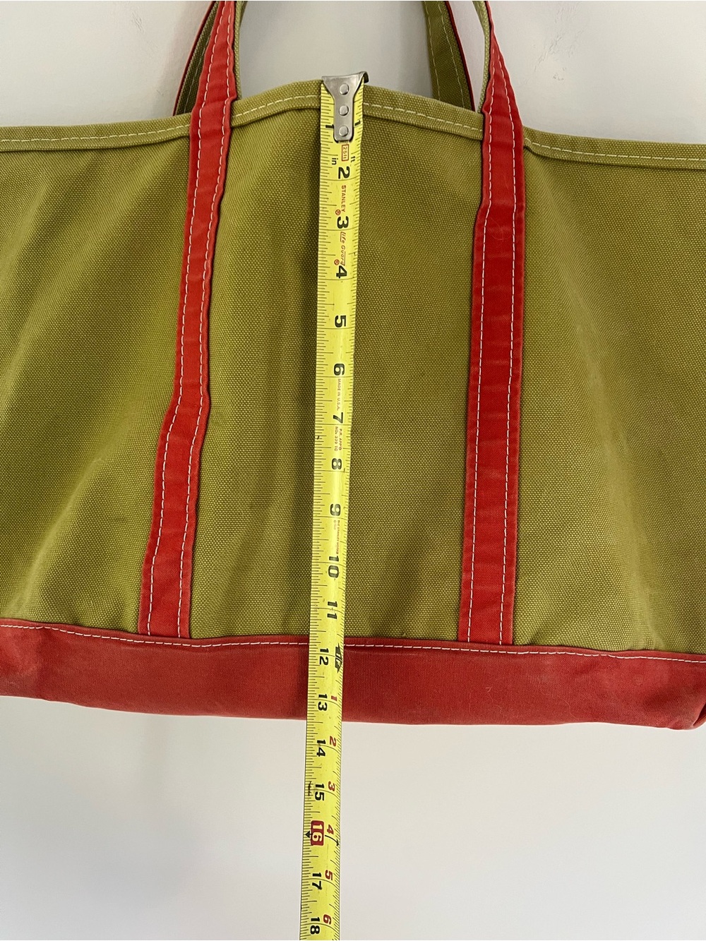 VTG LL Bean Boat & Tote Canvas Tote Bag - Rare Green Color - Extra large - Picture 7 of 10